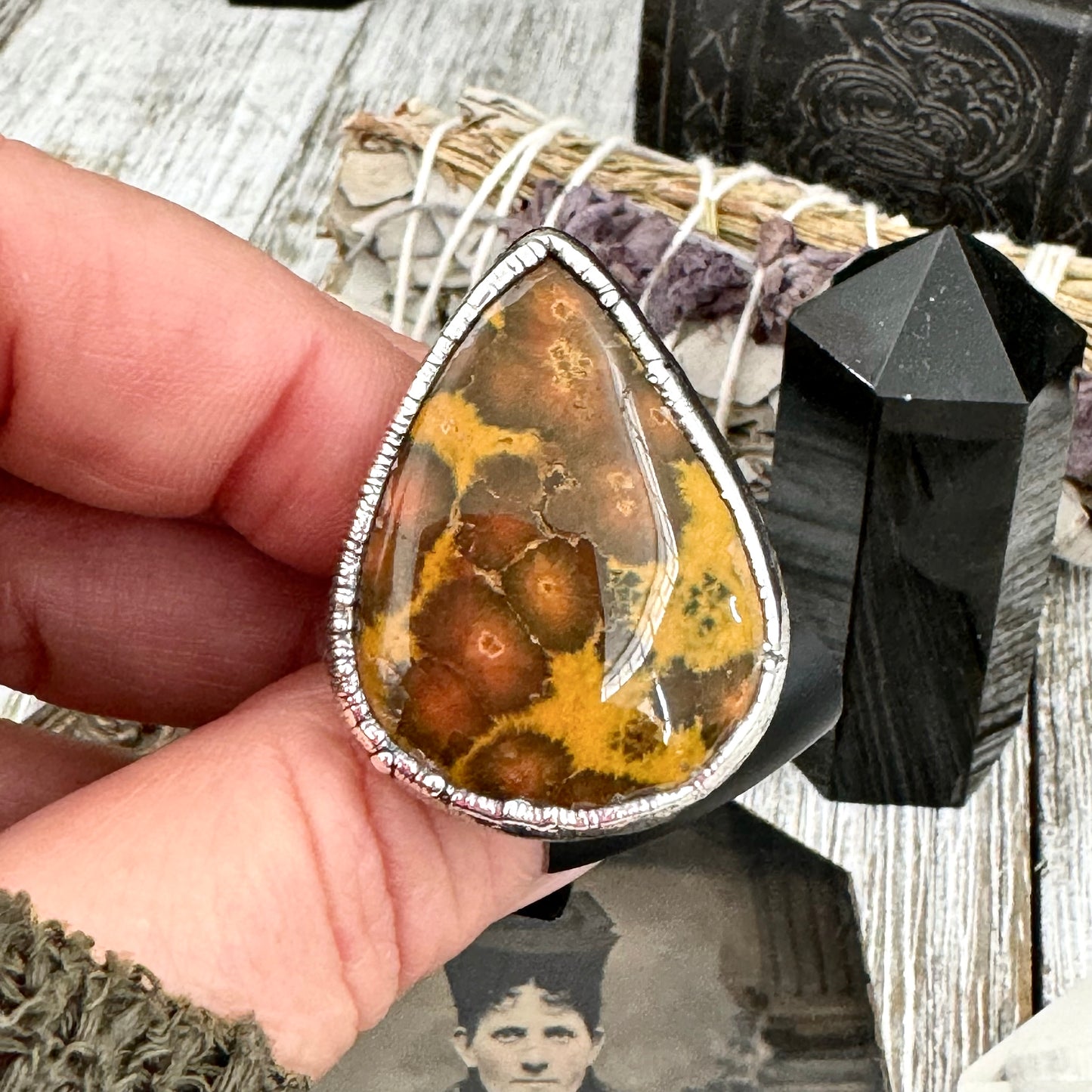 Ocean Jasper Ring Silver Size 7 8 9 10 / Foxlark Collection