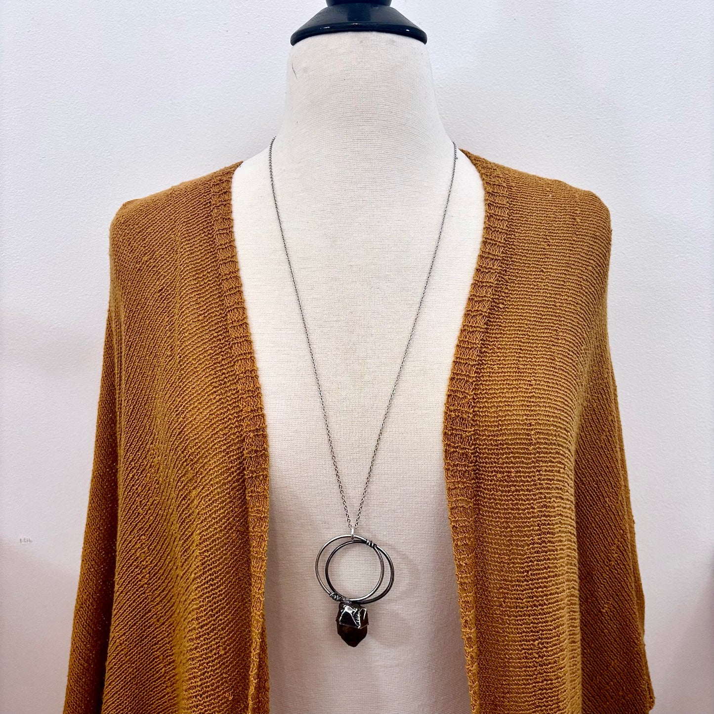 Raw Smoky Quartz Crystal Necklace in Fine Silver / Foxlark Collection - One of a Kind