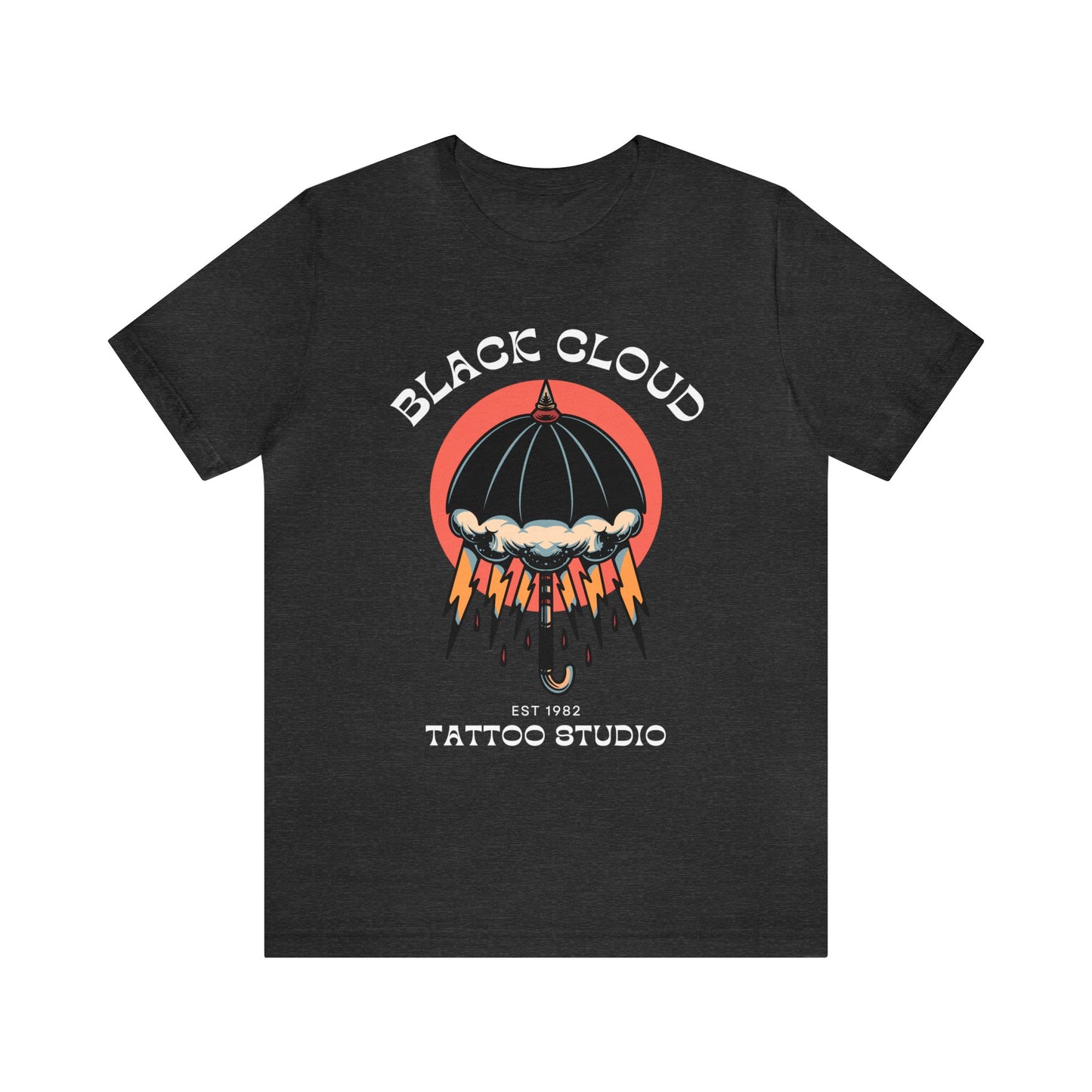 Black Cloud Umbrella Lightning Bolt Tattoo T-shirt / Unisex Vintage Old School Traditional Tattoo Tee Shirt / Punk Rock Clothing Tshirt - Foxlark Crystal Jewelry