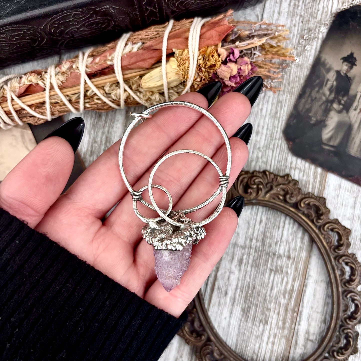 Raw Spirit Quartz Crystal Necklace in Fine Silver / Foxlark Collection - One of a Kind