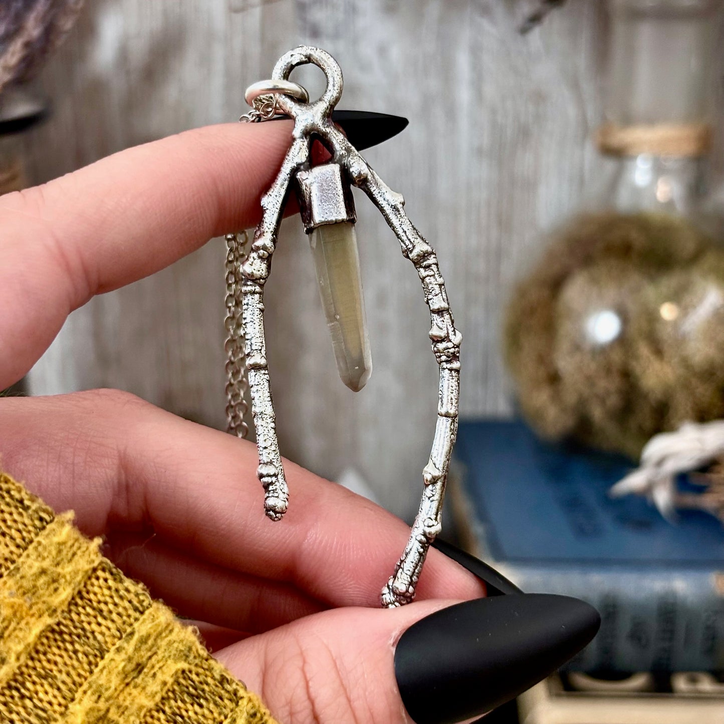 Phantom Quartz Crystal Necklace in Silver / Sticks & Stones Collection