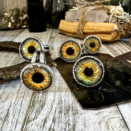 Glass Eye Ring Silver Size 6 7 8 9 10 11 / Foxlark Collection