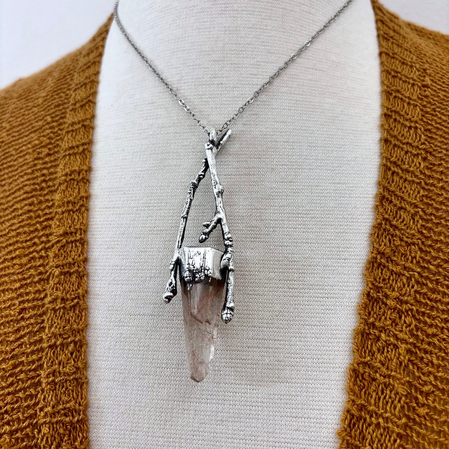 Rutilated Quartz Crystal Necklace in Silver / Sticks & Stones Collection
