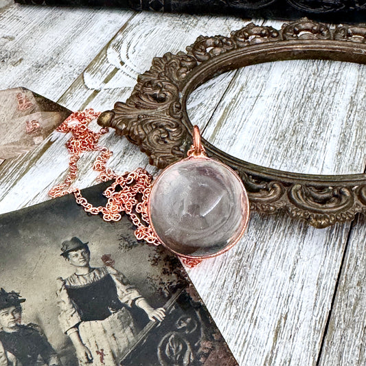 Clear Quartz Crystal Ball Necklace in Copper / Foxlark Collection