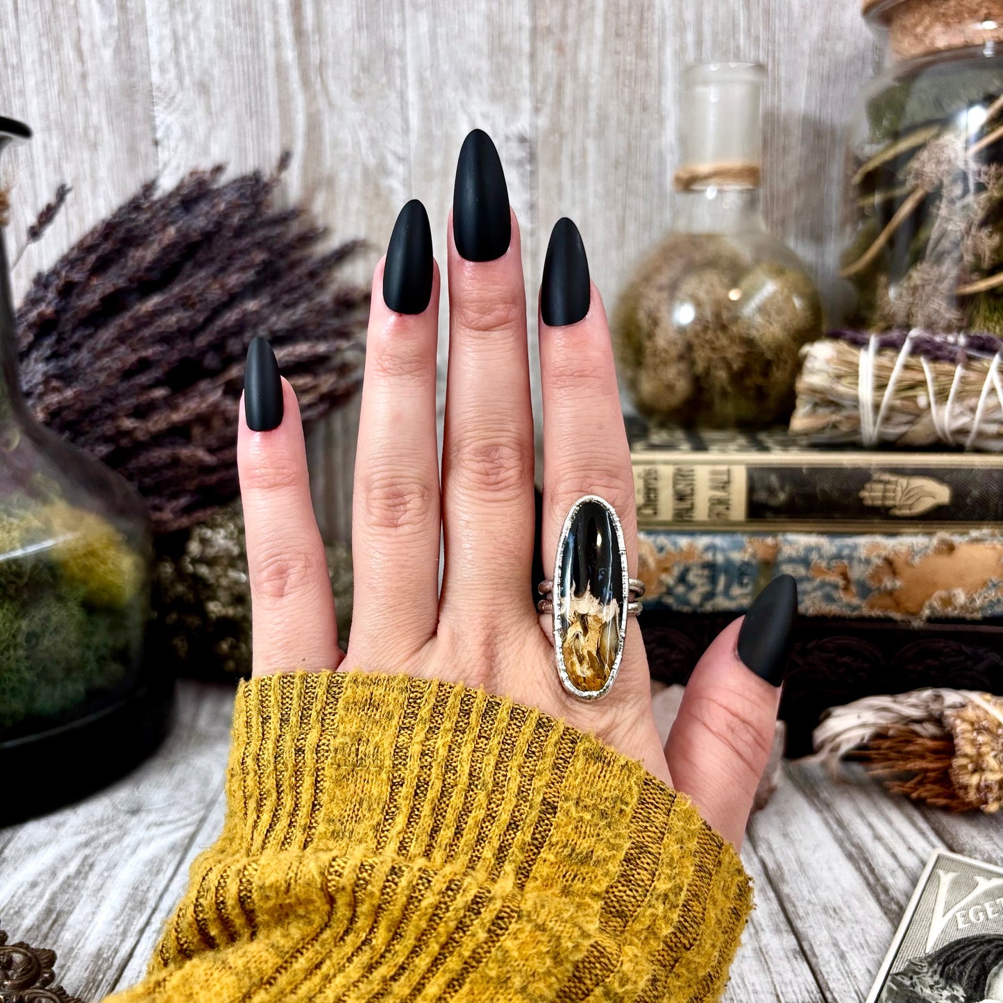 Fossilized Palm Root Ring Size 6.5 / Foxlark Crystal Jewelry Collection