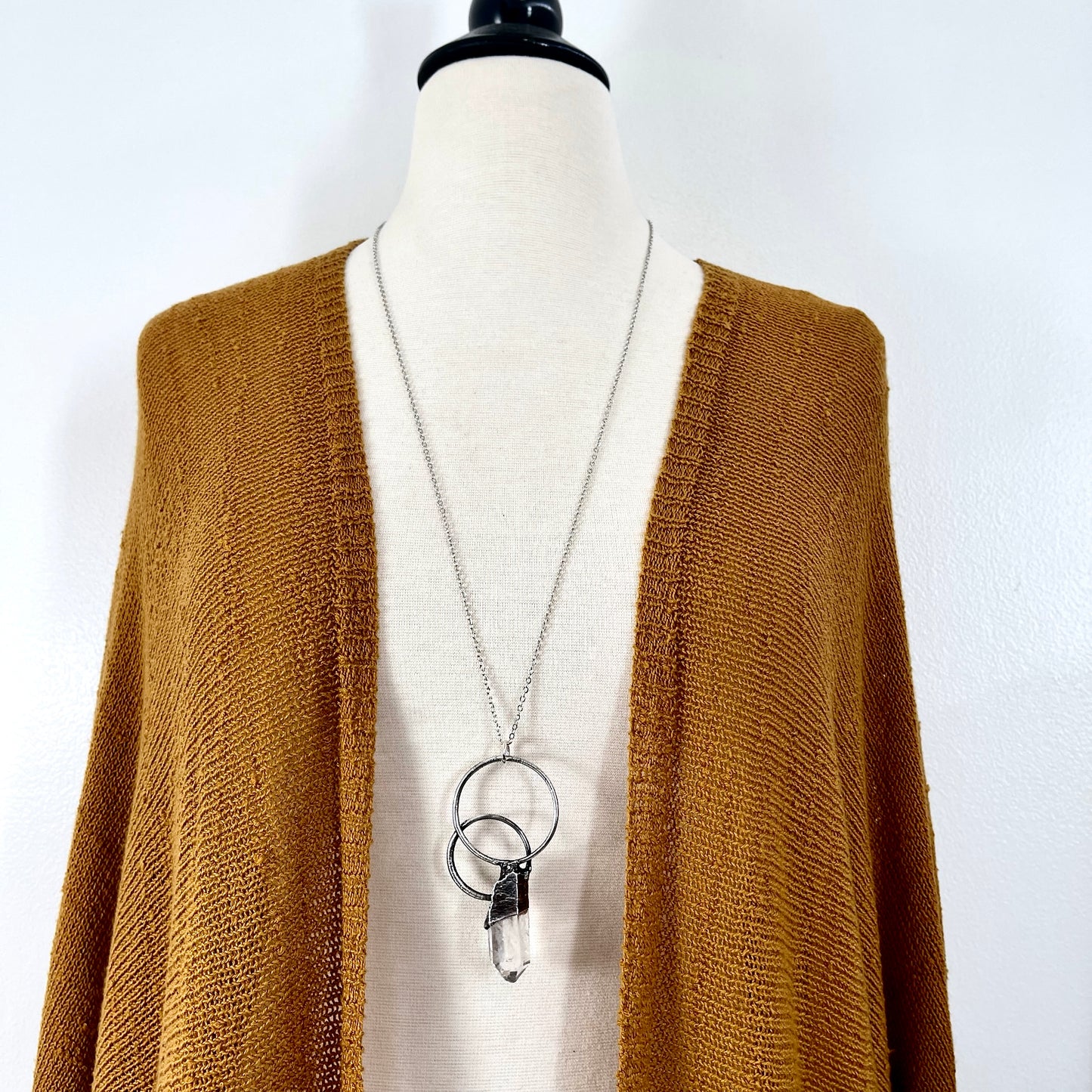 Big Clear Quartz Crystal Necklace in Fine Silver / Foxlark Collection - One of a Kind