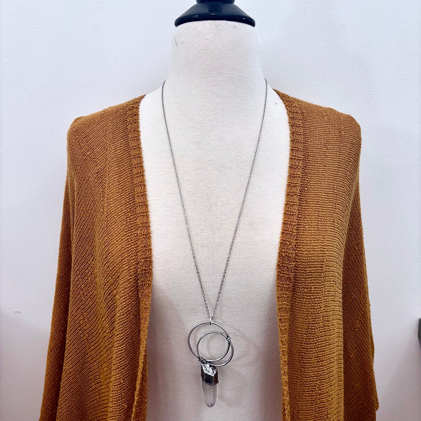 Discounted -Big Raw Clear Quartz Crystal Necklace in Fine Silver / Foxlark Collection - One of a Kind