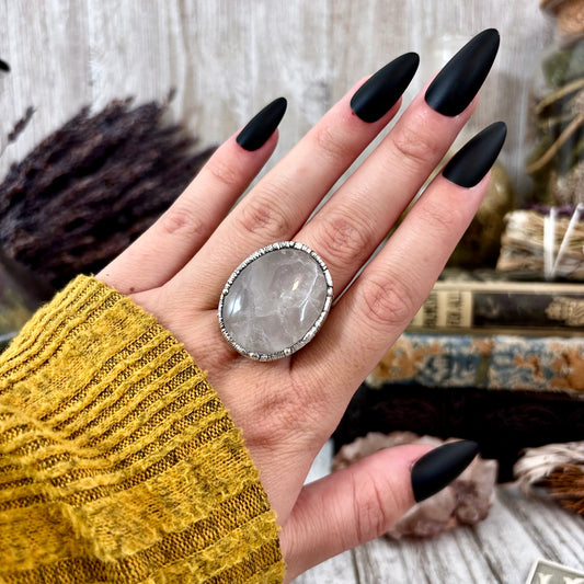 Rose Quartz Ring Silver Size 8.5 / Foxlark Collection - One of a Kind