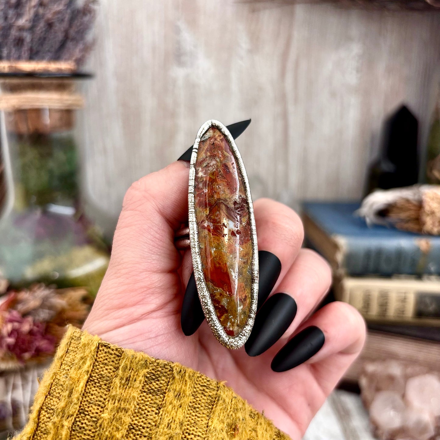 Brenda Jasper Crystal Ring Fine Silver Size 9.5 / Foxlark Collection - One of a Kind
