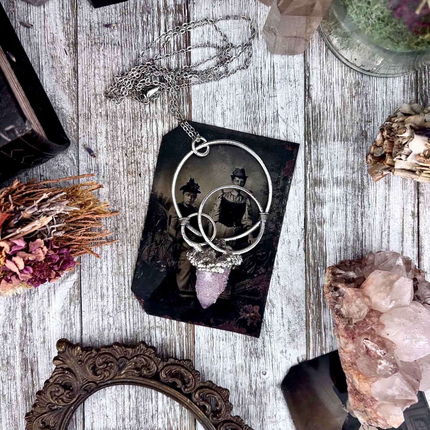 Raw Spirit Quartz Crystal Necklace in Fine Silver / Foxlark Collection - One of a Kind