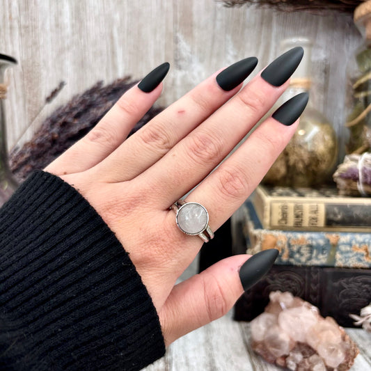 Rose Quartz Ring Fine Silver Stone Ring Size 8 / Foxlark Collection- One of a Kind