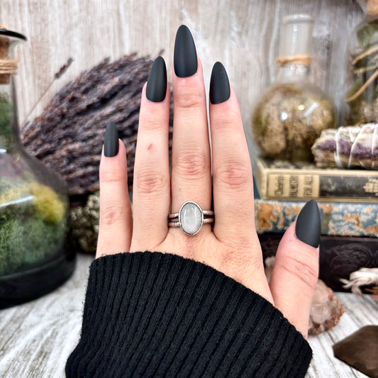 Rose Quartz Ring Fine Silver Stone Ring Size 9 / Foxlark Collection- One of a Kind