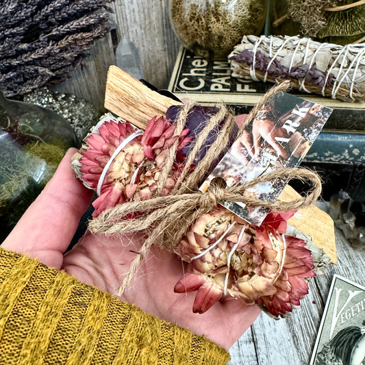 Sage Crystal Bundle with White Sage Palo Santo Amethyst / Foxlark Calming & Stress Relief Bundle