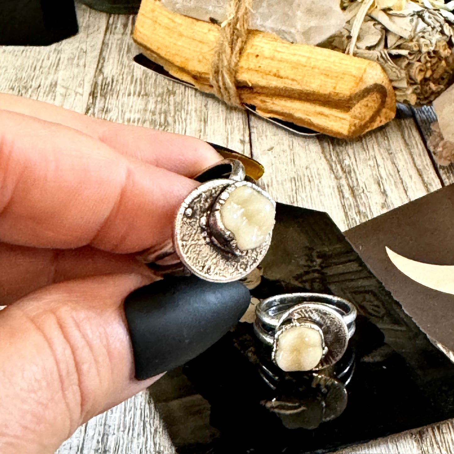 Tooth Ring in Silver Size 7 8 9 10 11 Teeth Jewelry / Foxlark Collection