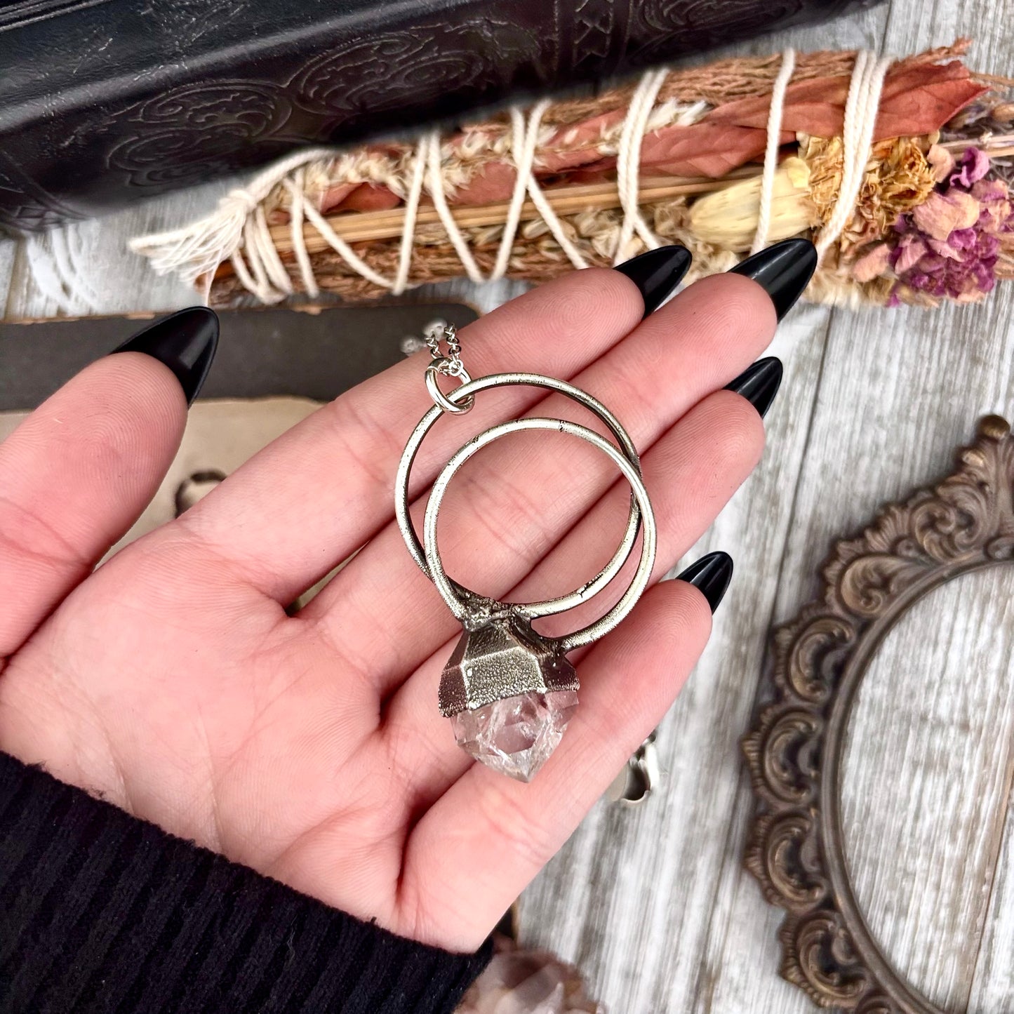 Herkimer Diamond Crystal Necklace in Fine Silver / Foxlark Collection - One of a Kind
