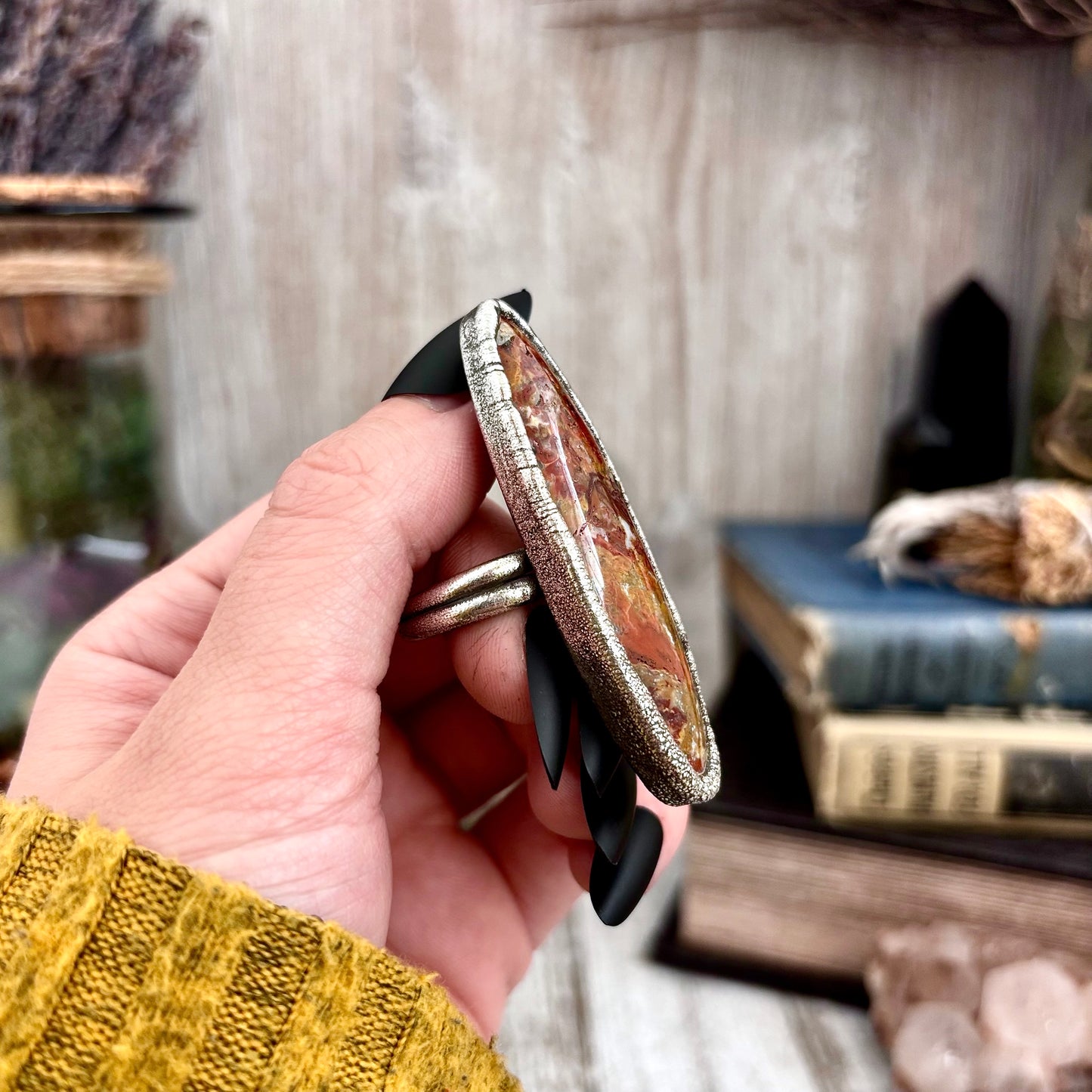 Brenda Jasper Crystal Ring Fine Silver Size 9.5 / Foxlark Collection - One of a Kind