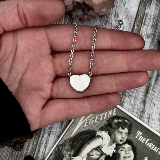 Tiny Heart Urn Necklace - Stainless Steel / Cremation Necklace Memorial Jewelry