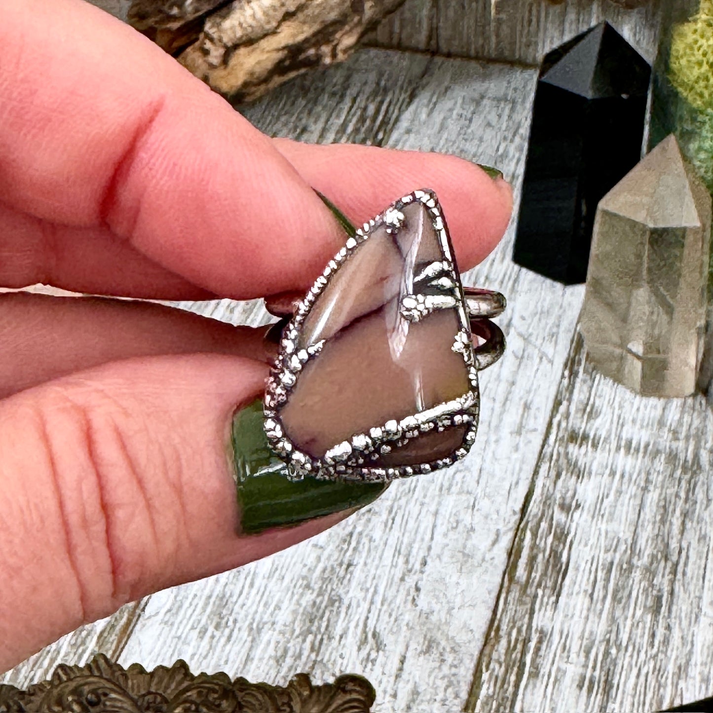 Mookaite Crystal Ring Fine Silver Size 8.5 / Foxlark Collection - One of a Kind