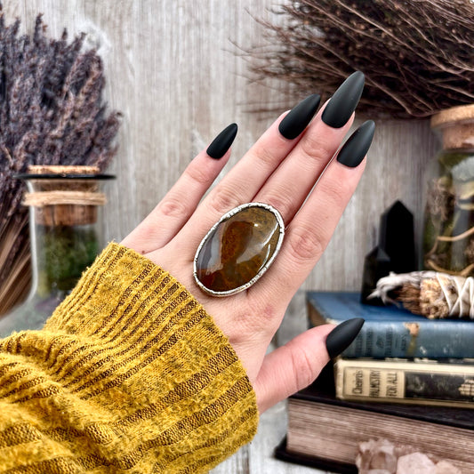 Fancy Moss Agate Crystal Ring Fine Silver Size 8 / Foxlark Collection - One of a Kind