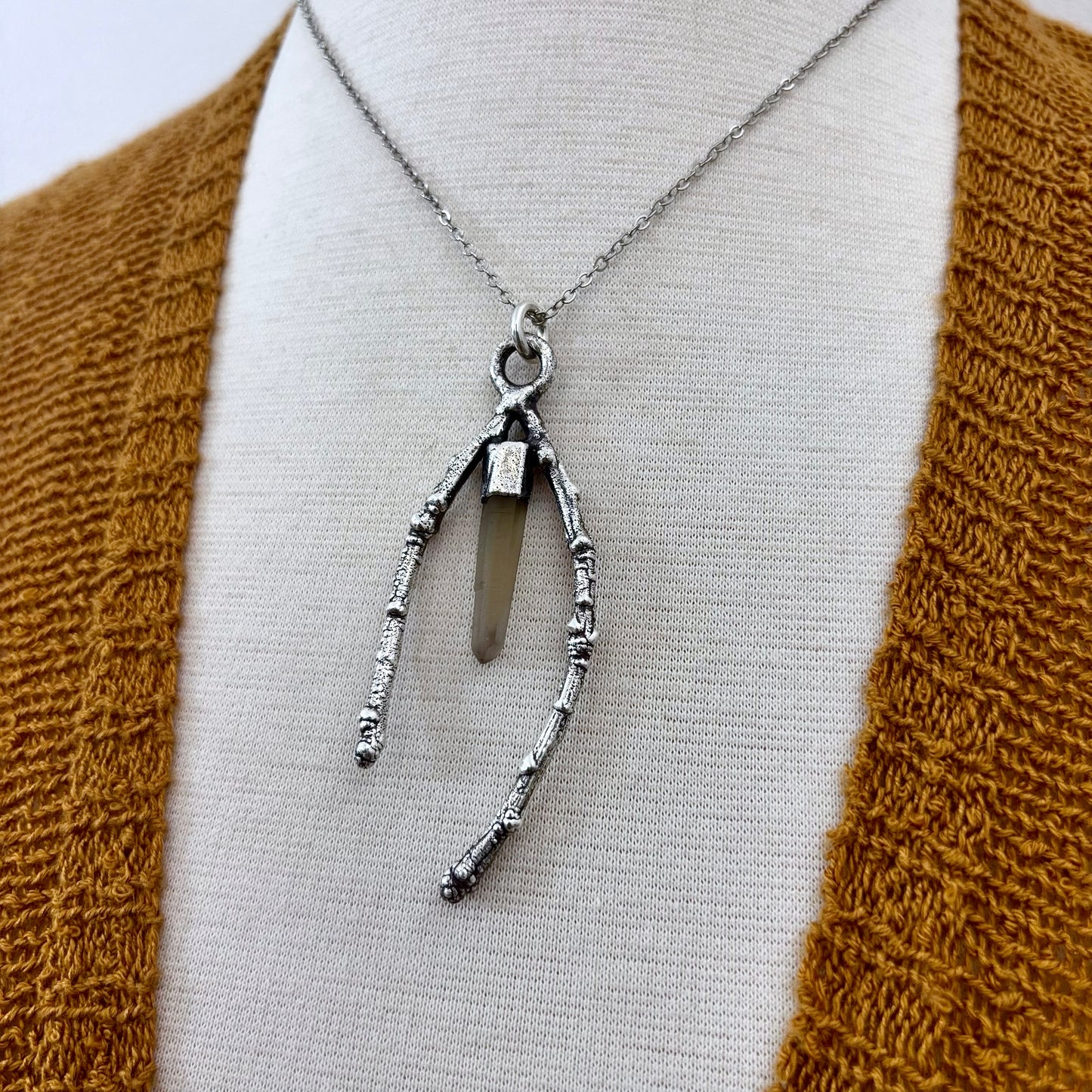 Phantom Quartz Crystal Necklace in Silver / Sticks & Stones Collection