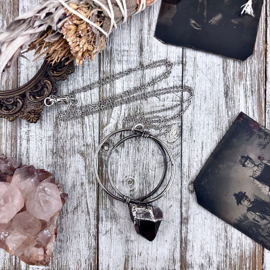 Raw Smoky Quartz Crystal  Necklace in Fine Silver / Foxlark Collection - One of a Kind