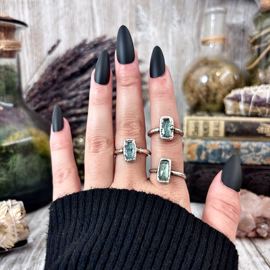 Blue Kyanite Ring Fine Silver Small Faceted Stone Ring Size 5 6 7 8 9 10 11 / Foxlark Collection