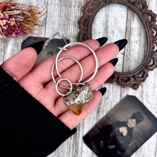 Big Raw Citrine Necklace in Fine Silver / Foxlark Collection - One of a Kind