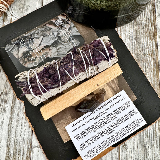 Sage Crystal Bundle with White Sage Palo Santo Smoky Quartz / Crystal and Sage Foxlark Cleansing & Protection Bundle