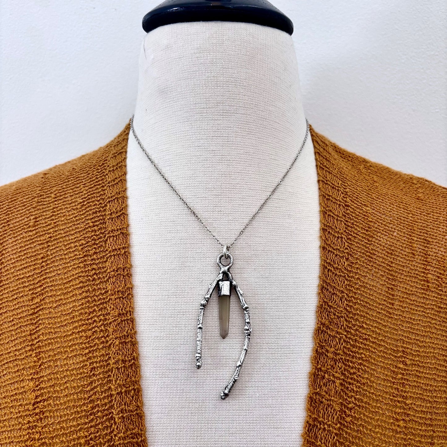 Phantom Quartz Crystal Necklace in Silver / Sticks & Stones Collection