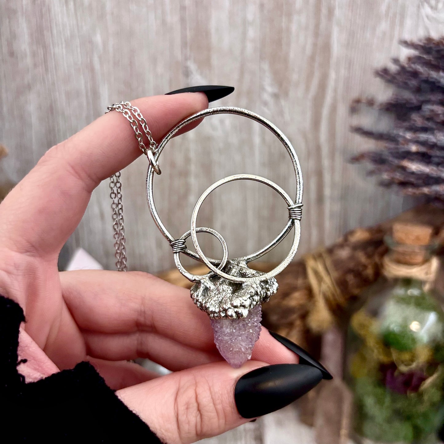 Raw Spirit Quartz Crystal Necklace in Fine Silver / Foxlark Collection - One of a Kind