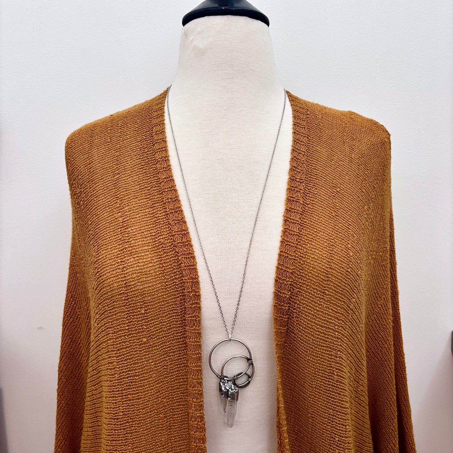 Big Raw Clear Quartz Crystal Necklace in Fine Silver / Foxlark Collection - One of a Kind
