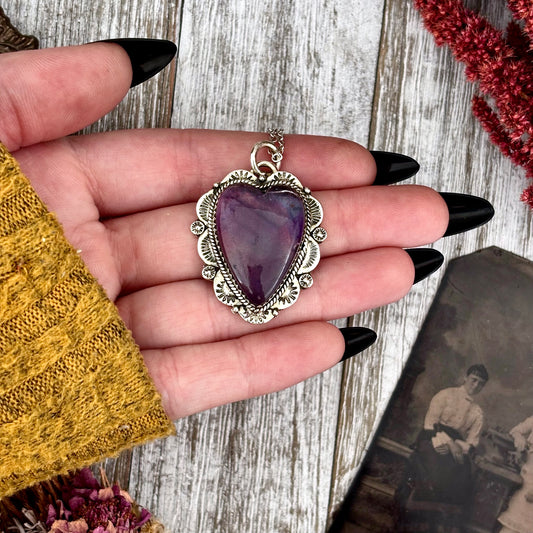 Amethyst Crystal Heart Necklace in Sterling Silver  -Designed by FOXLARK Collection