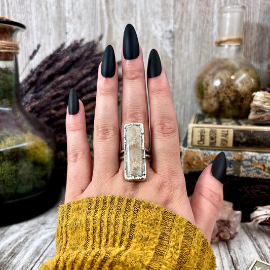 Fossilized Coral Ring Silver Size 7.5 / Foxlark Collection - One of a Kind