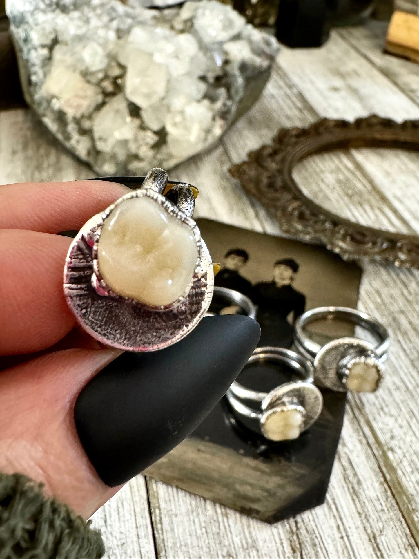Tooth Ring in Silver Size 7 8 9 10 11 Teeth Jewelry / Foxlark Collection