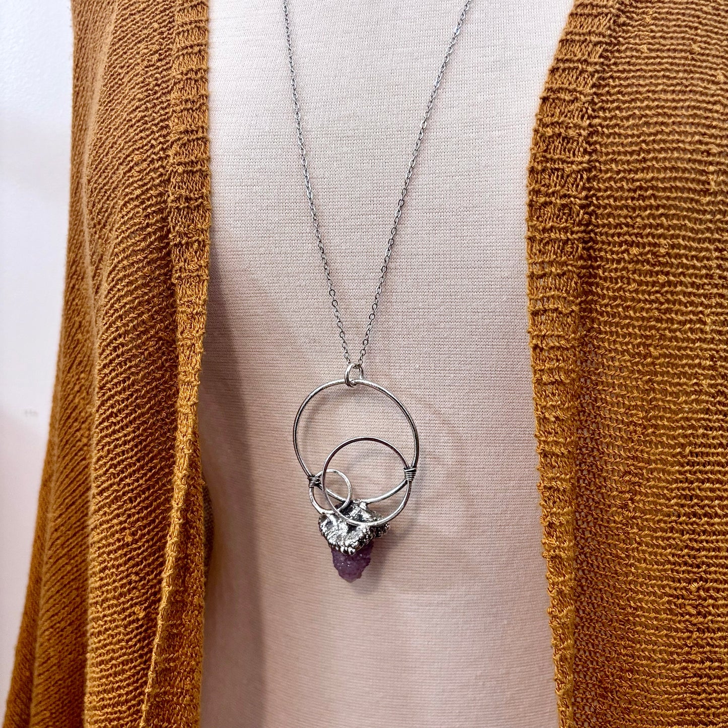 Raw Spirit Quartz Crystal Necklace in Fine Silver / Foxlark Collection - One of a Kind