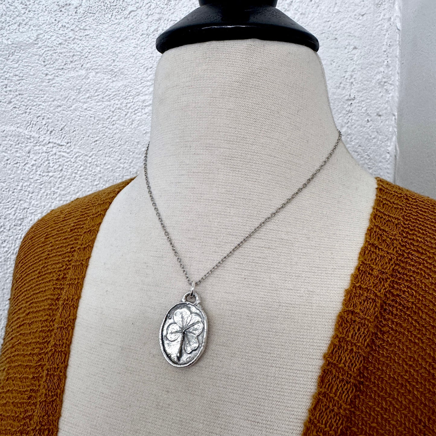 Lucky Penny Club - Four Leaf Clover Good Luck Necklace Fine Silver - One of a Kind