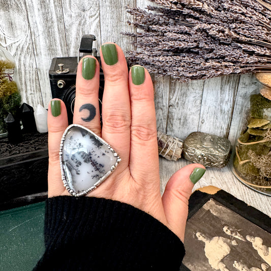 The Colossal Collection - Dendritic Agate Crystal Ring Set in Fine Silver Size 7.5 /One of a Kind