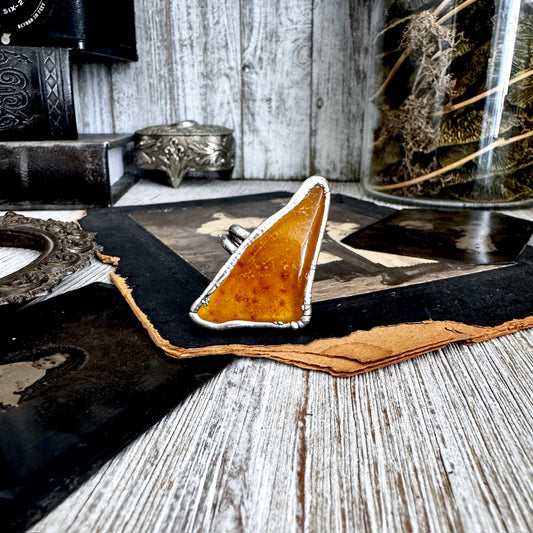 The Colossal Collection - Raw Baltic Amber Ring Fine Silver Size 11 / One of a Kind