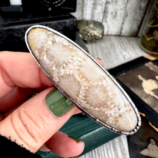 The Colossal Collection - Fossilized Coral Ring Fine Silver Size 8 / One of a Kind