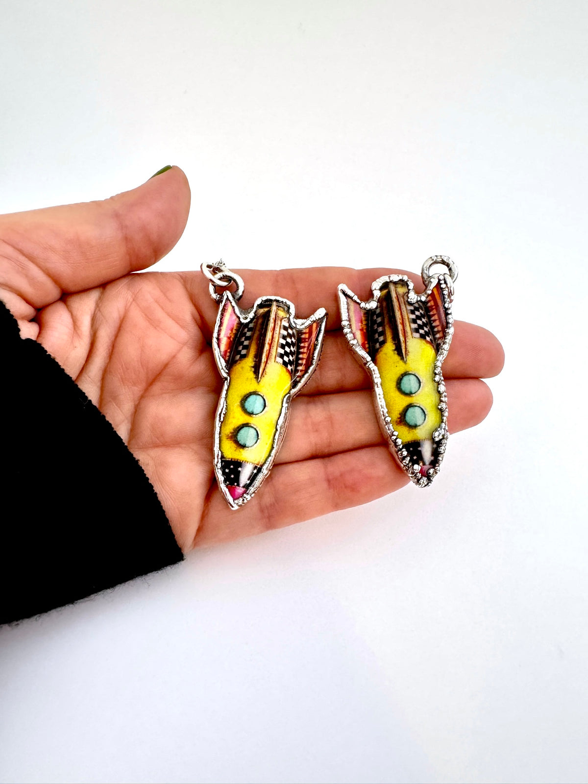 rocket statement necklace, fine silver