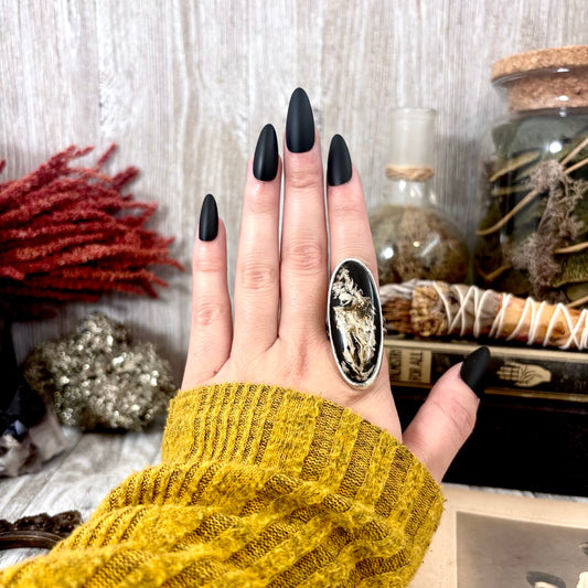 Fossilized Palm Root Crystal Ring Fine Silver Size 9 / Foxlark Collection - One of a Kind