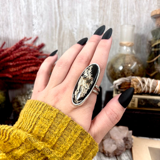 Fossilized Palm Root Crystal Ring Fine Silver Size 9 / Foxlark Collection - One of a Kind
