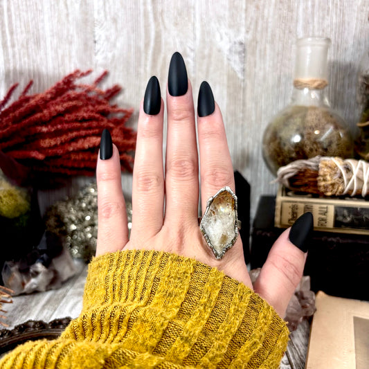 Raw Citrine Crystal Ring Fine Silver Size 9.5 / Foxlark Collection - One of a Kind