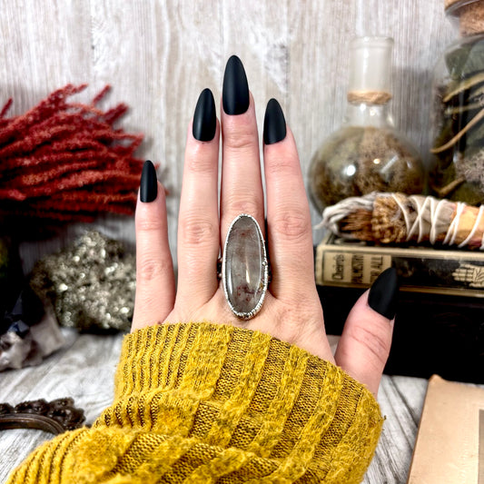 Rutilated Quartz Crystal Ring Fine Silver Size 10 / Foxlark Collection - One of a Kind