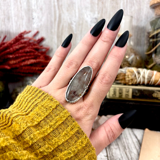 Rutilated Quartz Crystal Ring Fine Silver Size 10 / Foxlark Collection - One of a Kind