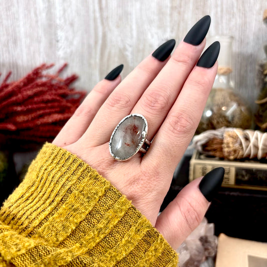 Rutilated Quartz Crystal Ring Fine Silver Size 10 / Foxlark Collection - One of a Kind