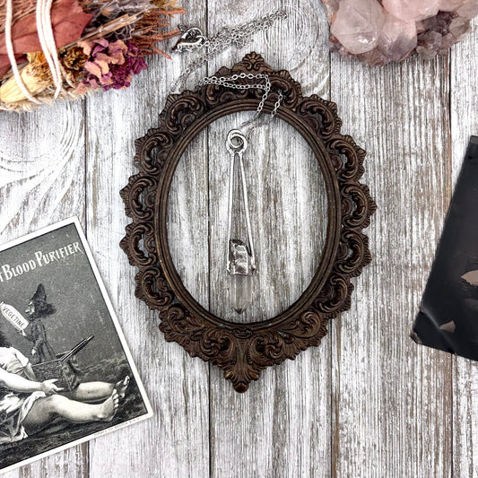 Raw Clear Quartz Crystal Necklace in Fine Silver / Foxlark Collection - One of a Kind