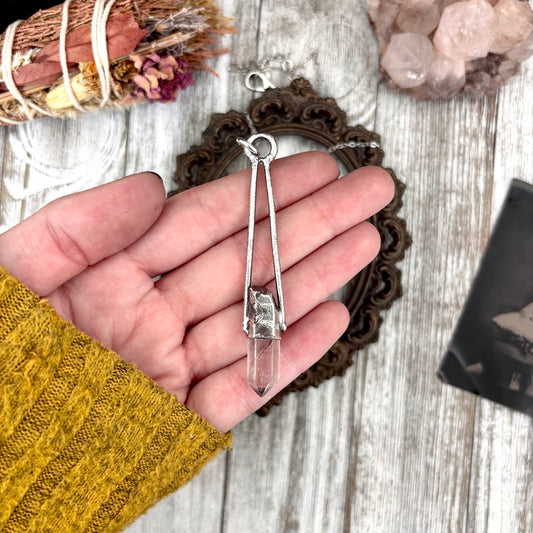 Raw Clear Quartz Crystal Necklace in Fine Silver / Foxlark Collection - One of a Kind