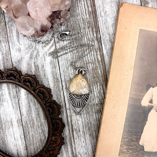 Moss & Moon Collection - Fossilized Coral Statement Necklace in Fine Silver / One of a Kind