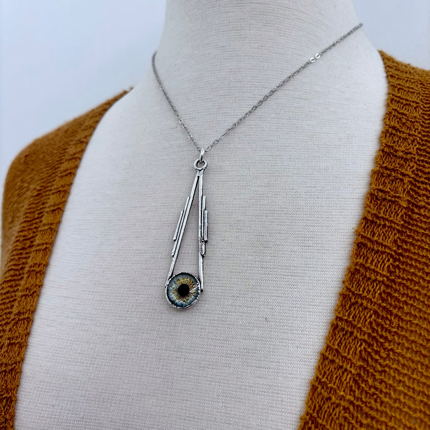 Blue Eyeball Necklace Fine Silver / Foxlark Collection - One of a Kind